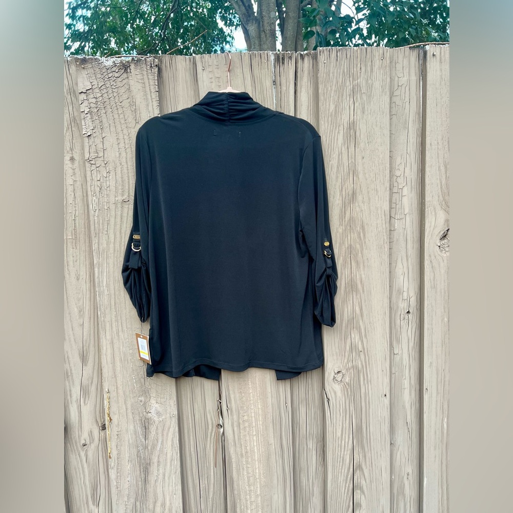 NWT Ellen Tracy Women's Tab Rolled Cuff Black Blazer Jacket - Size M - Picture 3 of 10